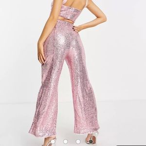 ASOS Jaded Rose Petite exclusive sequin jogger co-ord in baby pink